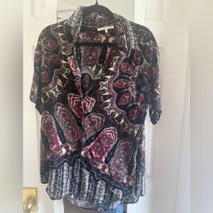 Novella Royale Black and Pink Graphic Button Down Shirt